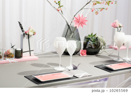 Elegant table set in soft creme for wedding or event party. Elegant table set in soft creme for wedding or event party. 10265569
