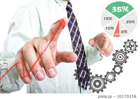 Businessman touching button Businessman touching button 10270356