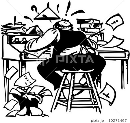 Man Working Madly At Desk 10271467