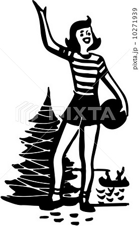 Girl With Ball Waving 10271939