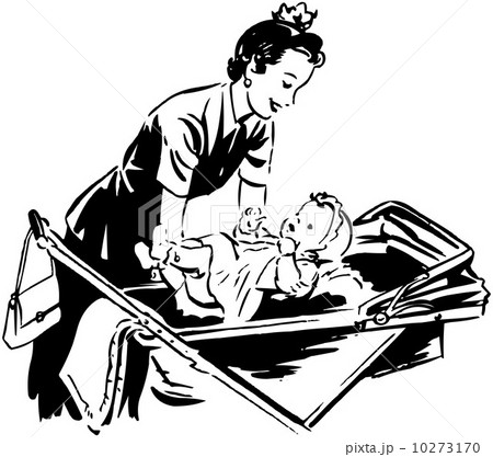 Mom Putting Baby In Pram 10273170