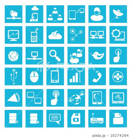 network and communication icon, blue button set 10274264
