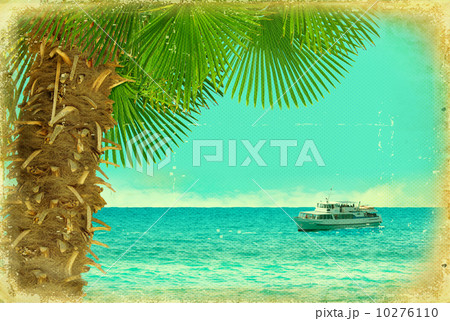 Cruise ship on old paper texture.Nature vintage seascape Cruise ship on old paper texture.Nature vintage seascape 10276110