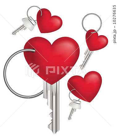 Key with Red Heart. Set. Vector illustration 10276635
