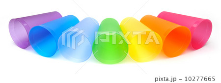 Group of bright plastic cups 10277665