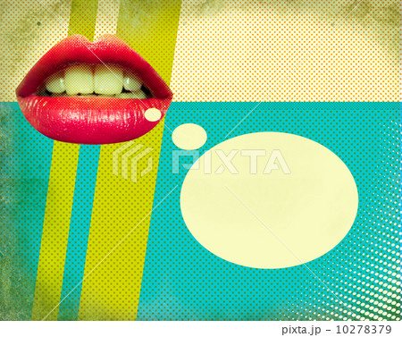 Retro poster with red mouth.Pop art background illustration 10278379