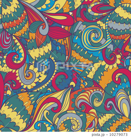 Seamless floral abstract hand-drawn waves pattern 10279073