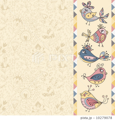 greeting card with flowers and bird 10279078