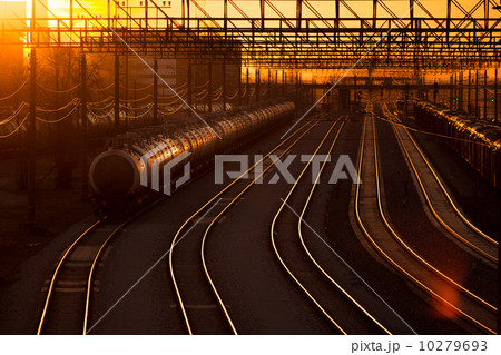 railroad station at sunset 10279693