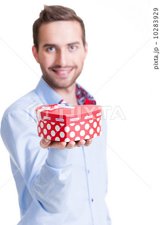 Portrait of happy young man with gift. Portrait of happy young man with gift. 10283929