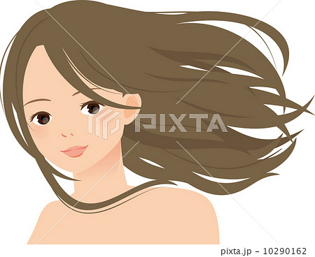 長い髪をなびかせる女性のイラスト素材 10290162 Pixta