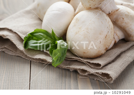 fresh white champignon on wood table 10291049