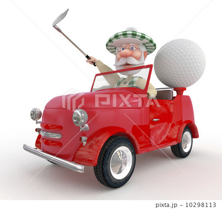 3d little man golfist  by car. 10298113