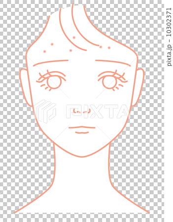おでこニキビに悩やむ女の子 おでこニキビに悩やむ女の子 10302371