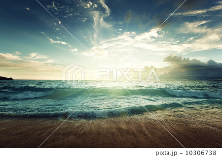 sunset on Seychelles beach 10306738