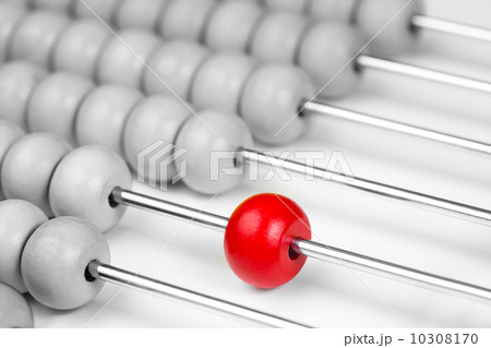 Abacus red bead closeup. Leadership concept. 10308170