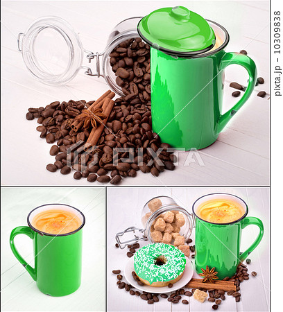 cup of Coffee on wooden vintage table 10309838