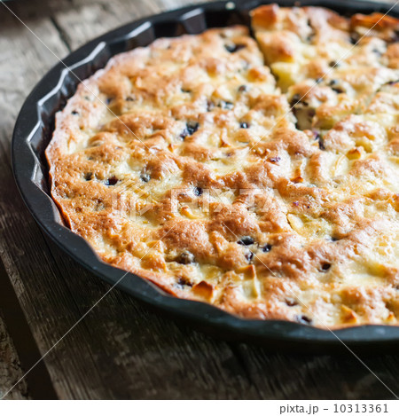 Tart from Eggs with Black berries on Wooden Table Tart from Eggs with Black berries on Wooden Table 10313361