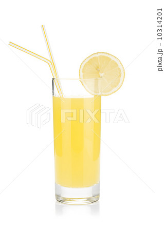 Lemon juice glass with two drinking straw 10314201