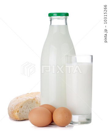 Milk bottle, glass, bread and eggs Milk bottle, glass, bread and eggs 10315266