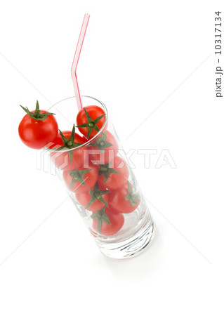 Cherry tomatoes in glass with drinking straw Cherry tomatoes in glass with drinking straw 10317134