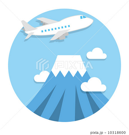 飛行機と富士山のイラスト素材