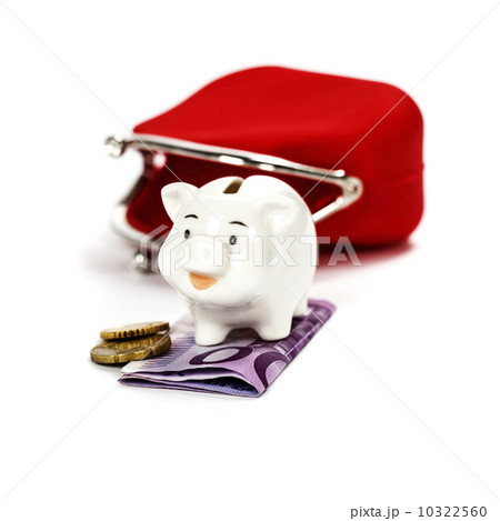 Pink piggy bank and red purse 10322560