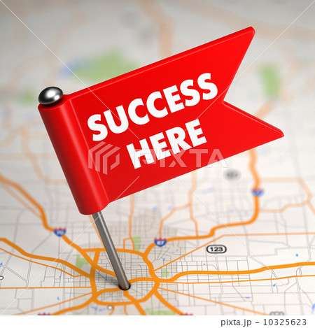 Success Here - Small Flag on a Map Background. 10325623