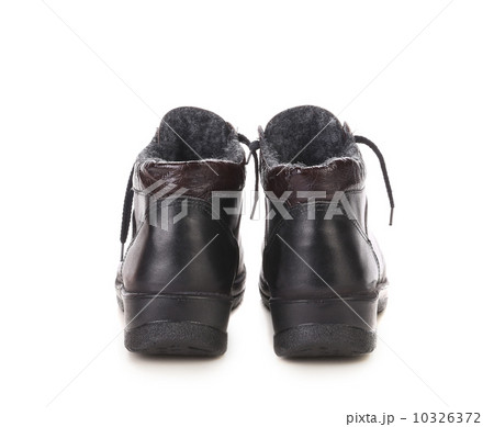 Pair of black leather boots. 10326372