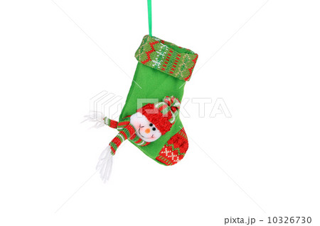 Christmas green sock with snowman. 10326730