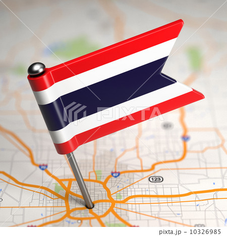 Thailand Small Flag on a Map Background. 10326985