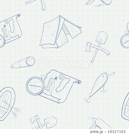 Camping hand drawn vector seamless pattern 10327103