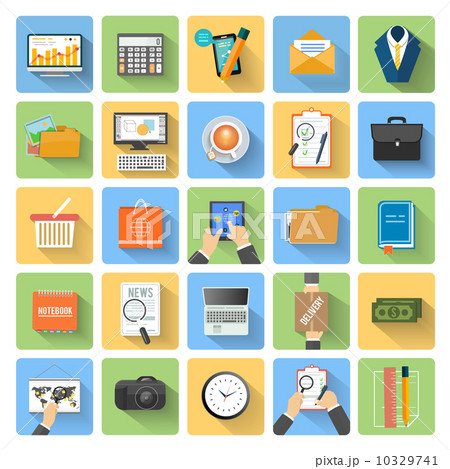 Business, office and marketing items icons. 10329741