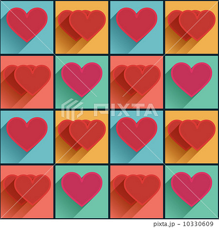 Seamless pattern with flat long shadow hearts 10330609