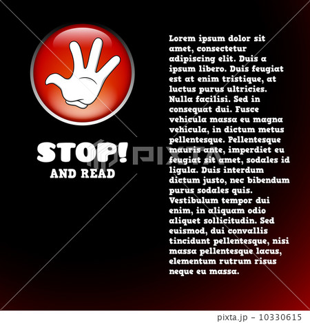 Card with cartoon stop hand on button Card with cartoon stop hand on button 10330615