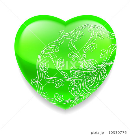 Shiny green heart with decor 10330776