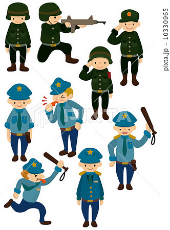 cartoon police and soldier icon 10330965