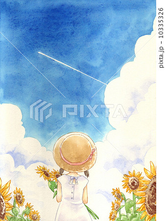 Sunflowers And Girls Stock Illustration