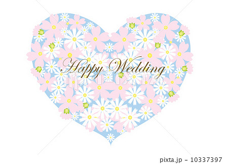 花柄ハートの結婚祝いのhappy Weddingのカードのイラスト素材 10337397 Pixta