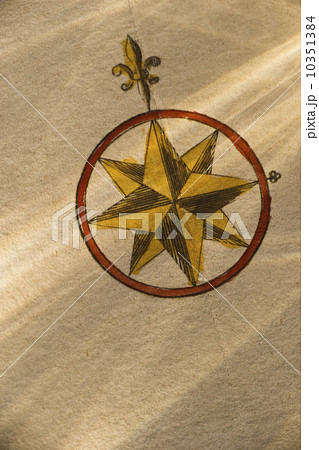 Drawing of an antique compass 10351384