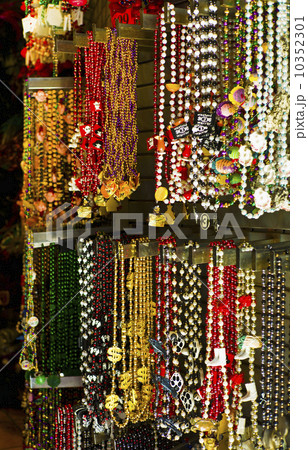 Mardi grass beads on display in a store in New Orleans Mardi grass beads on display in a store in New Orleans 10352301