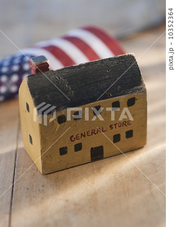 Antique wooden toy and American flag 10352364