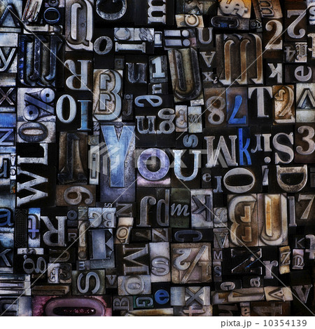 Assortment of printing blocks with word YOU in the middle of picture Assortment of printing blocks with word YOU in the middle of picture 10354139