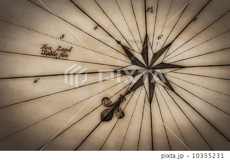 Close up of wind rose on antique map 10355231