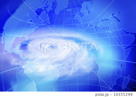 CGI of world map and hurricane clouds 10355299