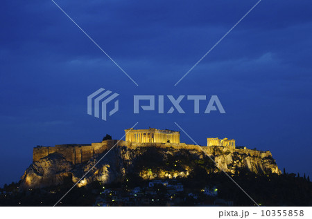 Greece, Athens, Acropolis illuminated at night 10355858