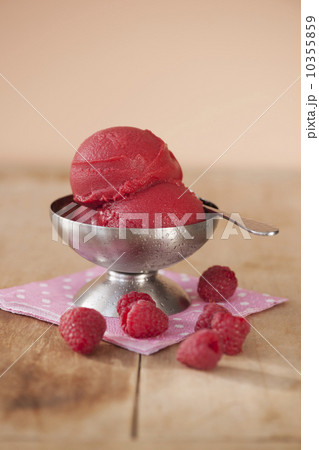 Close up of ice cream and raspberries 10355859