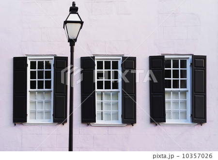 USA, South Carolina, Charleston, Detail of house with window shutters 10357026
