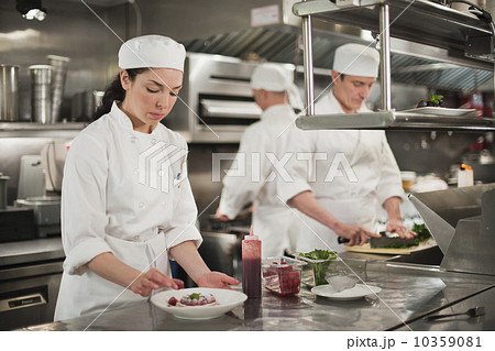 Chefs preparing food in kitchen Chefs preparing food in kitchen 10359081