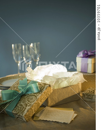 Open gift box and on table Open gift box and on table 10359701